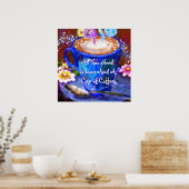 Whimsical Cup of Coffee Floral Personalized Poster (Küche)