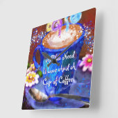 Whimsical Cup of Coffee Floral Personalized Quadratische Wanduhr (Winkel)