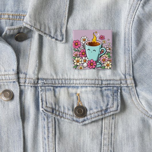 Whimsical Cup of Warm Coffee and Blume Button (Beispiel)