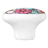 Whimsical Cup of Warm Coffee and Flowers Keramikknauf (Seitenansicht)