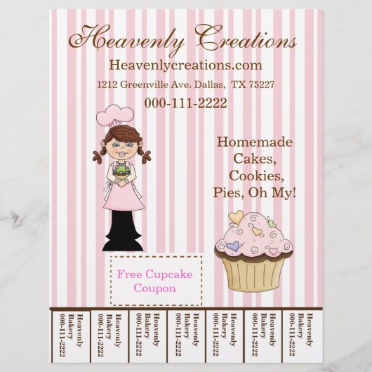 Whimsical Cupcake Bäckerei Flyer mit Tags (Vorne)