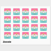 Whimsical Cupcake Bakery Box Siegel Quadratischer Aufkleber (Blatt)
