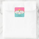 Whimsical Cupcake Bakery Box Siegel Quadratischer Aufkleber (Tasche)