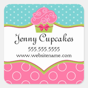 Whimsical Cupcake Bakery Box Siegel Quadratischer Aufkleber