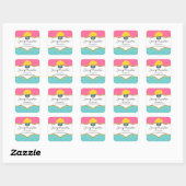 Whimsical Cupcake Bakery Box Siegel Quadratischer Aufkleber (Blatt)