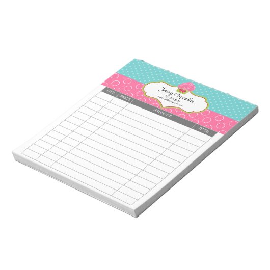 Whimsical Cupcake Bakery Receiver Notizblock (Rotiert)