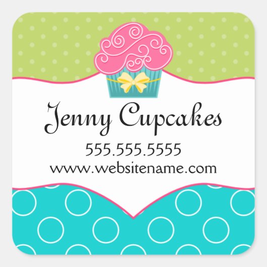 Whimsical Cupcake Bakery Stickers (Vorderseite)