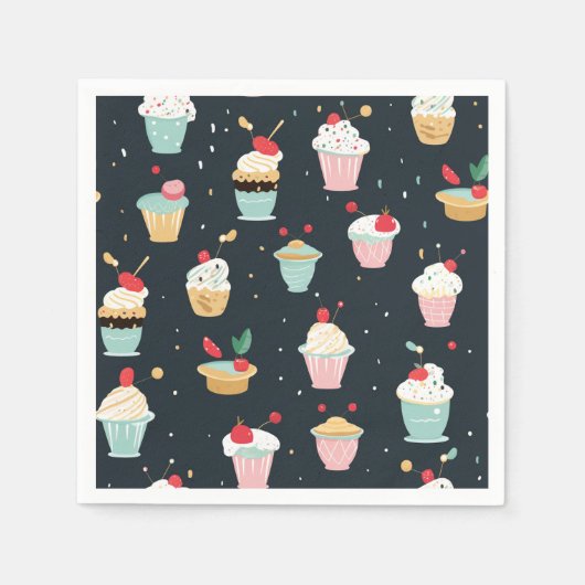 Whimsical Cupcake Deluxe Party Napkins Serviette (Vorderseite)