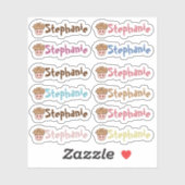 Whimsical Cupcake Name Vinyl Stickers - Set von 12 Aufkleber (Blatt)