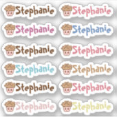 Whimsical Cupcake Name Vinyl Stickers - Set von 12 Aufkleber (Vorderseite)