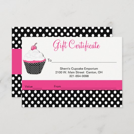 Whimsical CupcakeBakery Geschenkgutschein (Vorne/Hinten)