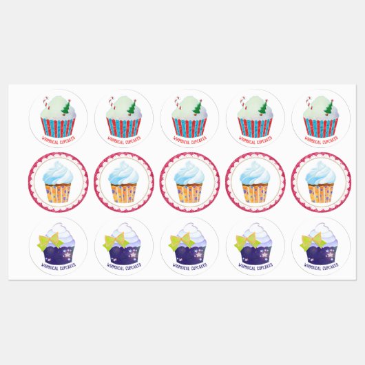 Whimsical Cupcakes Business-Produkt Etiketten (Blatt)