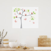 Whimsical Cupcakes Tree Butterflies Sweet Birthday Poster (Küche)
