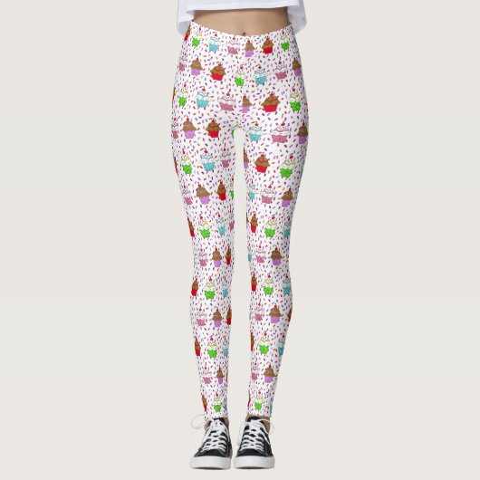 Whimsical Cupcakes und Candy Sprinkles Leggings (Vorderseite)