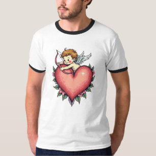 Whimsical Cupid Heart – Vintage-Tattoo-Design  T-Shirt