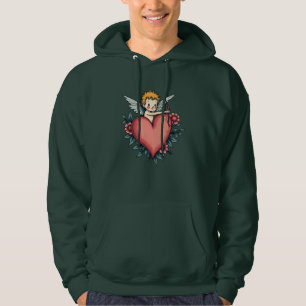 Whimsical Cupid Heart - Vintages Tattoo Design Hoodie
