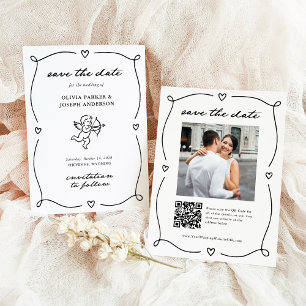Whimsical Cupid   Romantisches Foto und QR-Code Save The Date