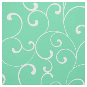 Whimsical Curl Pattern in Aqua Stoff