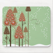 Whimsical Curly Christmas Trees Winter Wonderland Mousepad (Vorne)