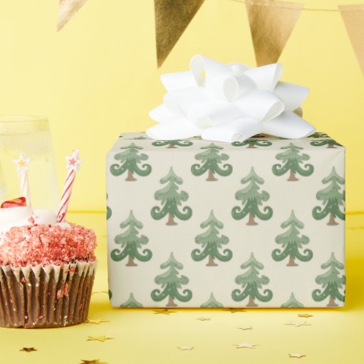 Whimsical Curvy Christmas Tree Pattern Geschenkpapier (Geburtstagsparty)