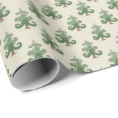 Whimsical Curvy Christmas Tree Pattern Geschenkpapier (Rolleneckpunkt)