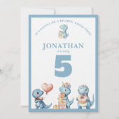 Whimsical Custom Blue Dinosaur Birthday Invitation Einladung (Vorderseite)