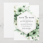Whimsical Custom Blume zeigen Grüne Hochzeit Save The Date (Vorne/Hinten)