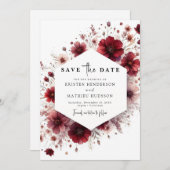 Whimsical Custom Burgundy Wedding Save The Date (Vorne/Hinten)