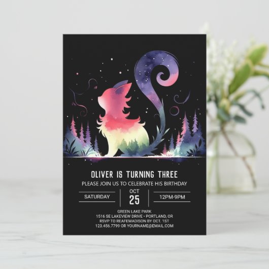 Whimsical Custom Cat Geburtstag Einladung (Stehend Vorderseite)