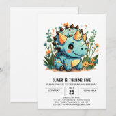 Whimsical Custom Dinosaur Boy Geburtstag Einladung (Vorne/Hinten)