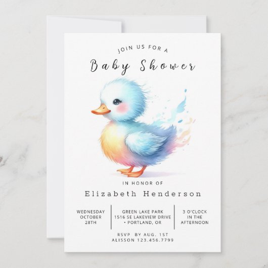 Whimsical Custom Duck Baby Duck Einladung (Vorderseite)
