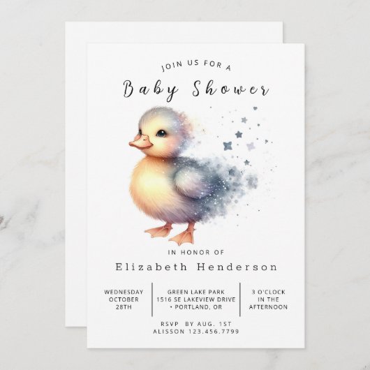 Whimsical Custom Duck Baby Duck Einladung (Vorne/Hinten)