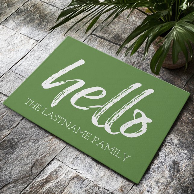 Whimsical Custom Family Hello - KANN FARBE AUSSTEL Fußmatte (Custom Welcome Doormat)