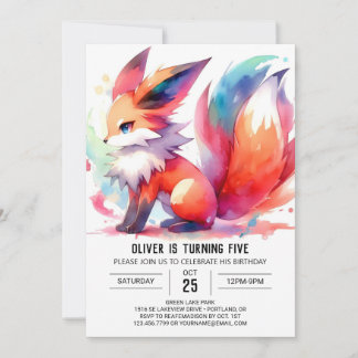Whimsical Custom Fox Geburtstag Einladung
