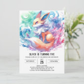 Whimsical Custom Fox Geburtstag Einladung (Stehend Vorderseite)