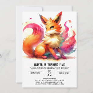 Whimsical Custom Fox Geburtstag Einladung