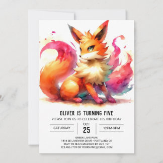 Whimsical Custom Fox Geburtstag Einladung