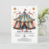 Whimsical Custom Fun Circus Geburtstag Einladung (Stehend Vorderseite)