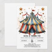 Whimsical Custom Fun Circus Geburtstag Einladung (Vorne/Hinten)