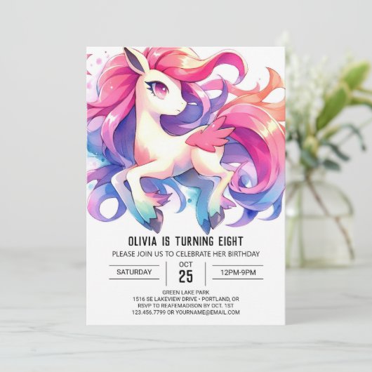 Whimsical Custom Horse Geburtstag Einladung (Stehend Vorderseite)