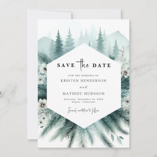 Whimsical Custom Mountain Wedding Save The Date (Vorderseite)