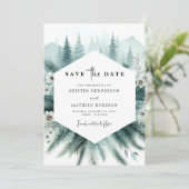 Whimsical Custom Mountain Wedding Save The Date (Stehend Vorderseite)