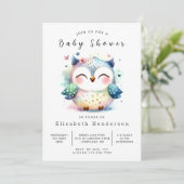 Whimsical Custom Owl Baby Dusche Einladung (Stehend Vorderseite)