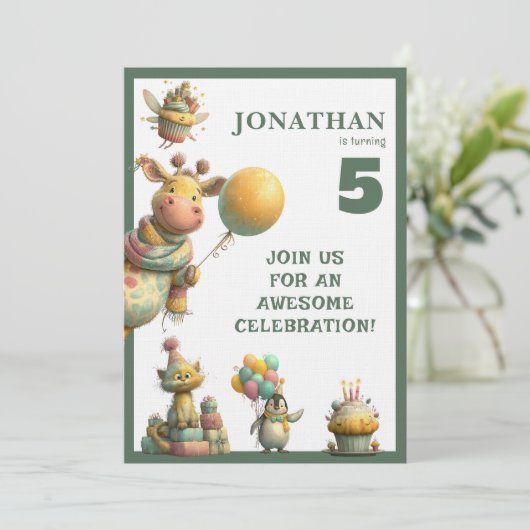 Whimsical Custom Personalized Birthday Invitation Einladung (Stehend Vorderseite)