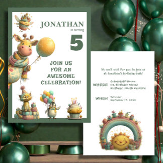 Whimsical Custom Personalized Birthday Invitation Einladung