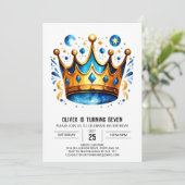 Whimsical Custom Prince Crown Geburtstag Einladung (Stehend Vorderseite)