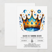 Whimsical Custom Prince Crown Geburtstag Einladung (Vorne/Hinten)