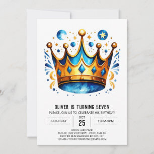 Whimsical Custom Prince Crown Geburtstag Einladung