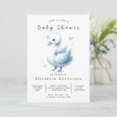 Whimsical Custom Swan Baby Dusche Einladung (Stehend Vorderseite)