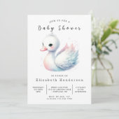 Whimsical Custom Swan Baby Dusche Einladung (Stehend Vorderseite)